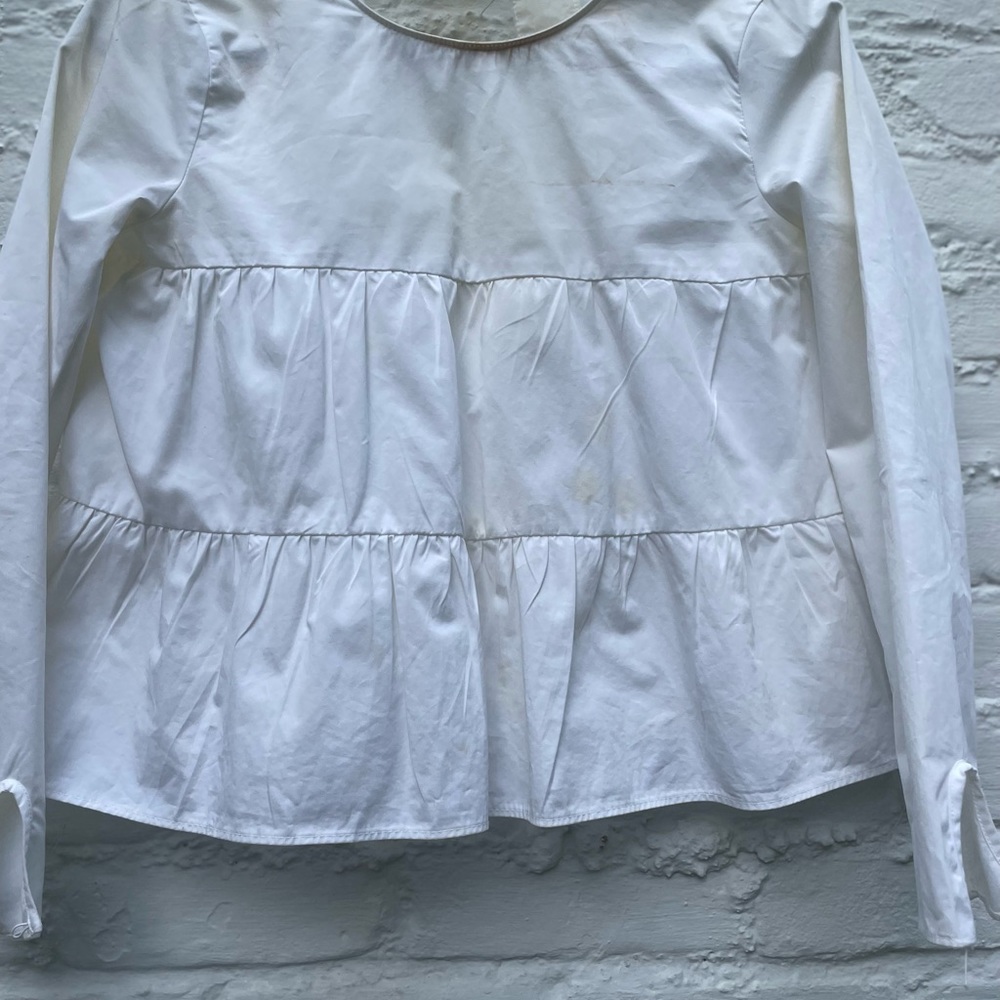 White zara trauflac long sleeve top